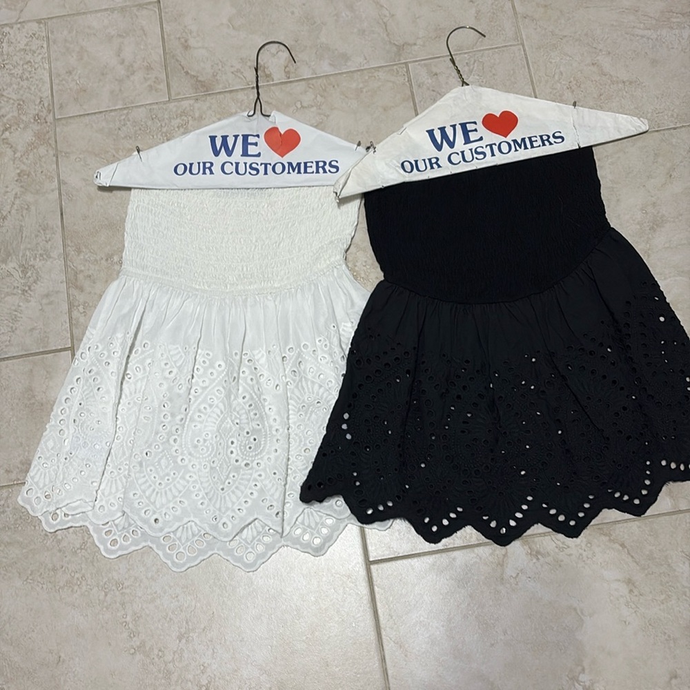 Cute strapless babydoll tops with eyelet detail